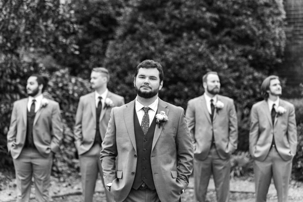 groomsmen in gray suits