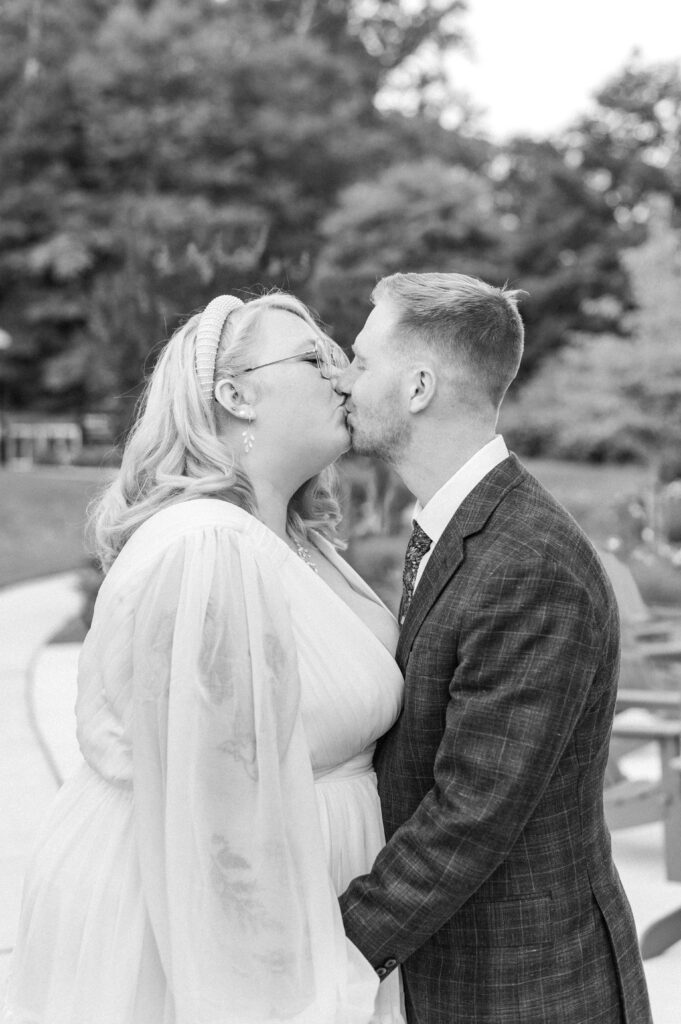 bride and groom kissing