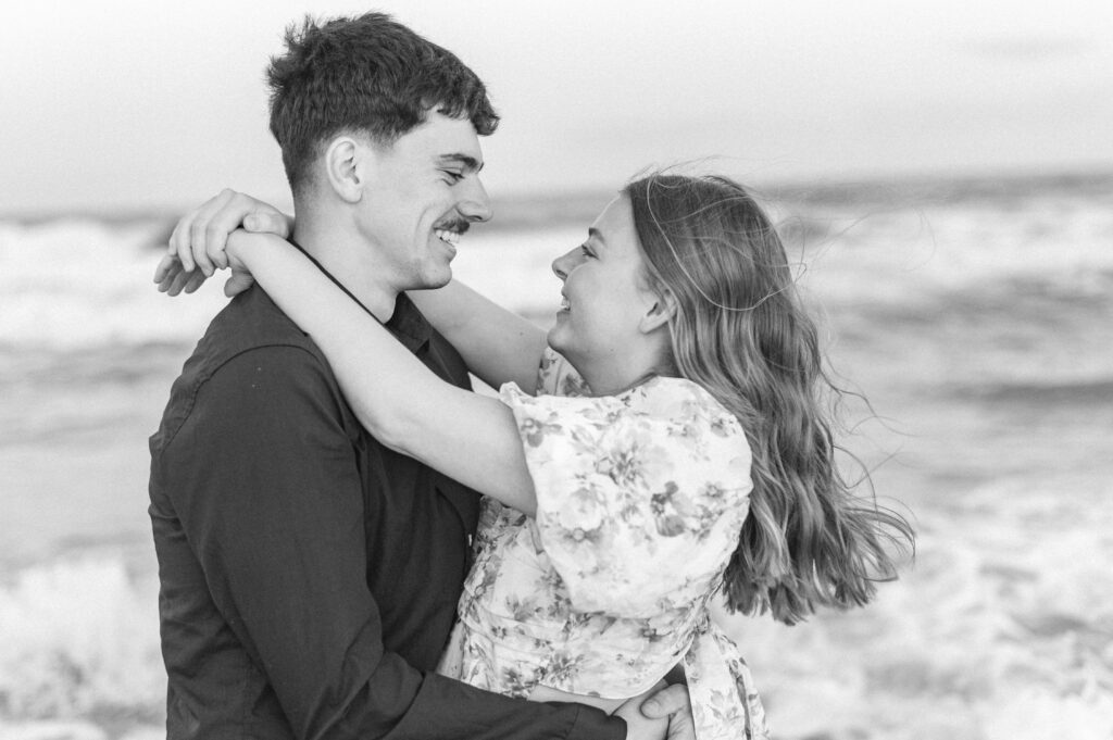 couple laughing at topsail beach