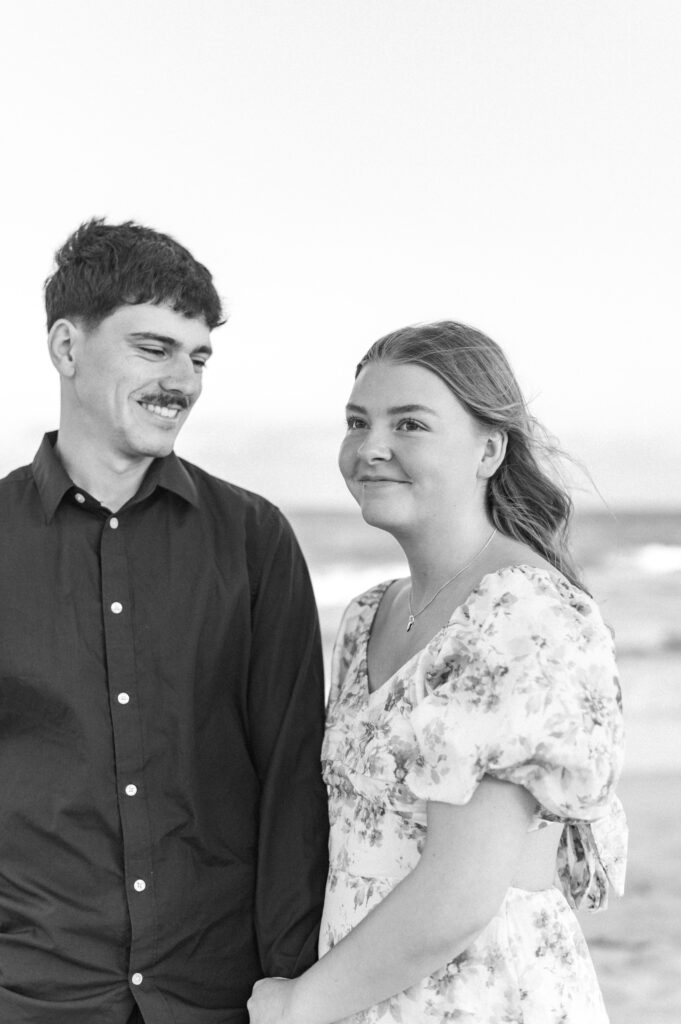 couple smiling at topsail beach