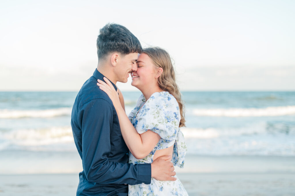 couple smiling at topsail beach