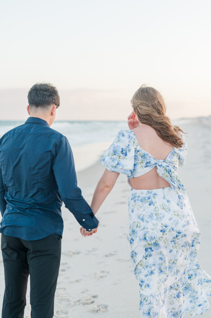 couple running at topsail beach