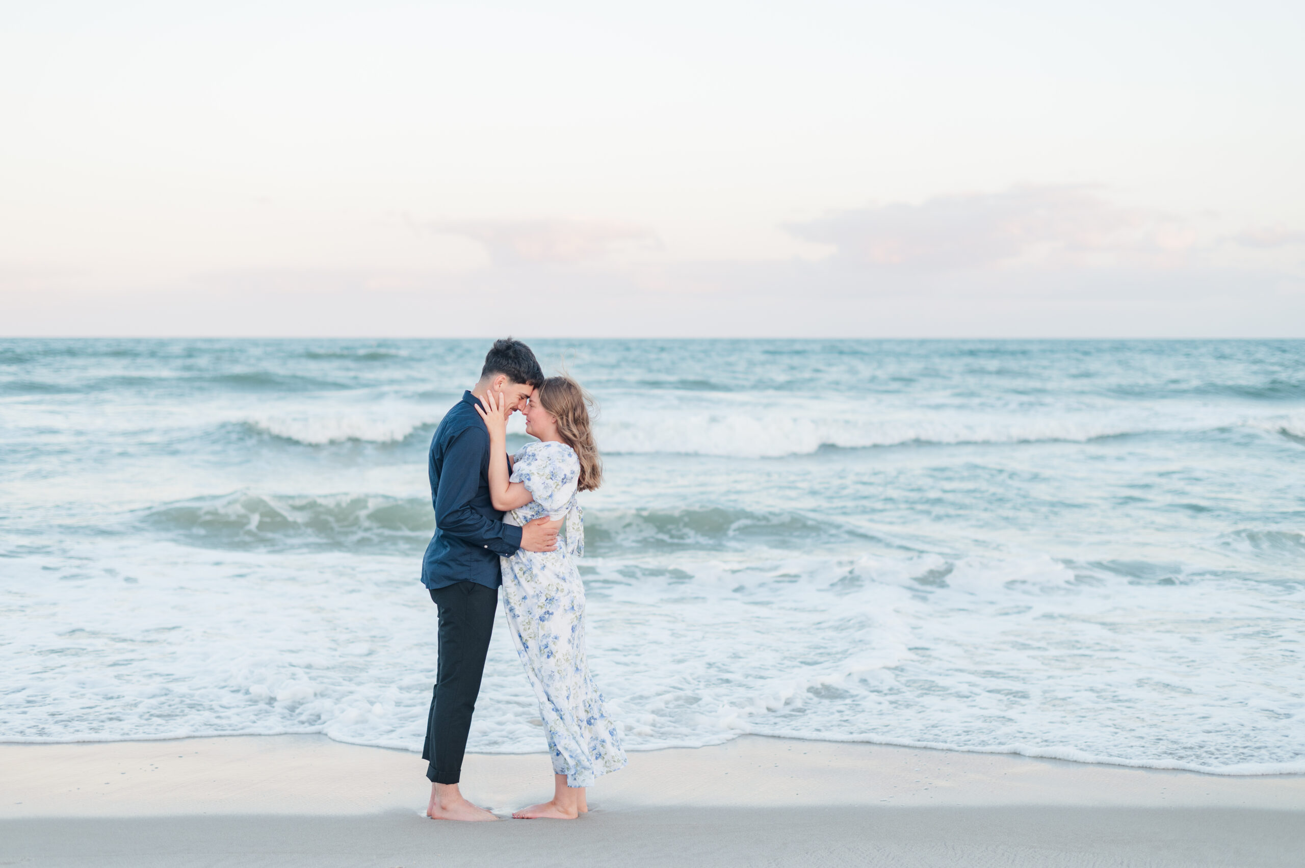 topsail island beach engagement session