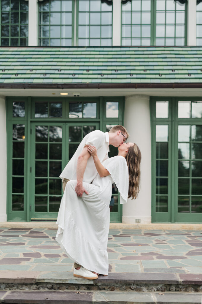 couple kissing engagement session