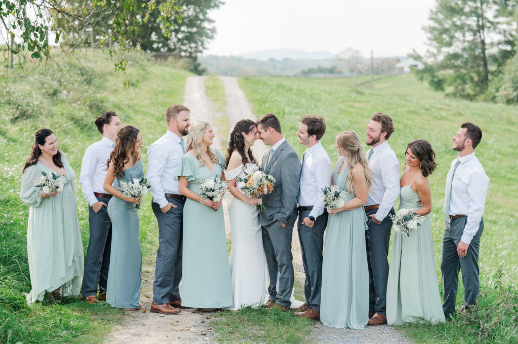 Wedding party in sage green