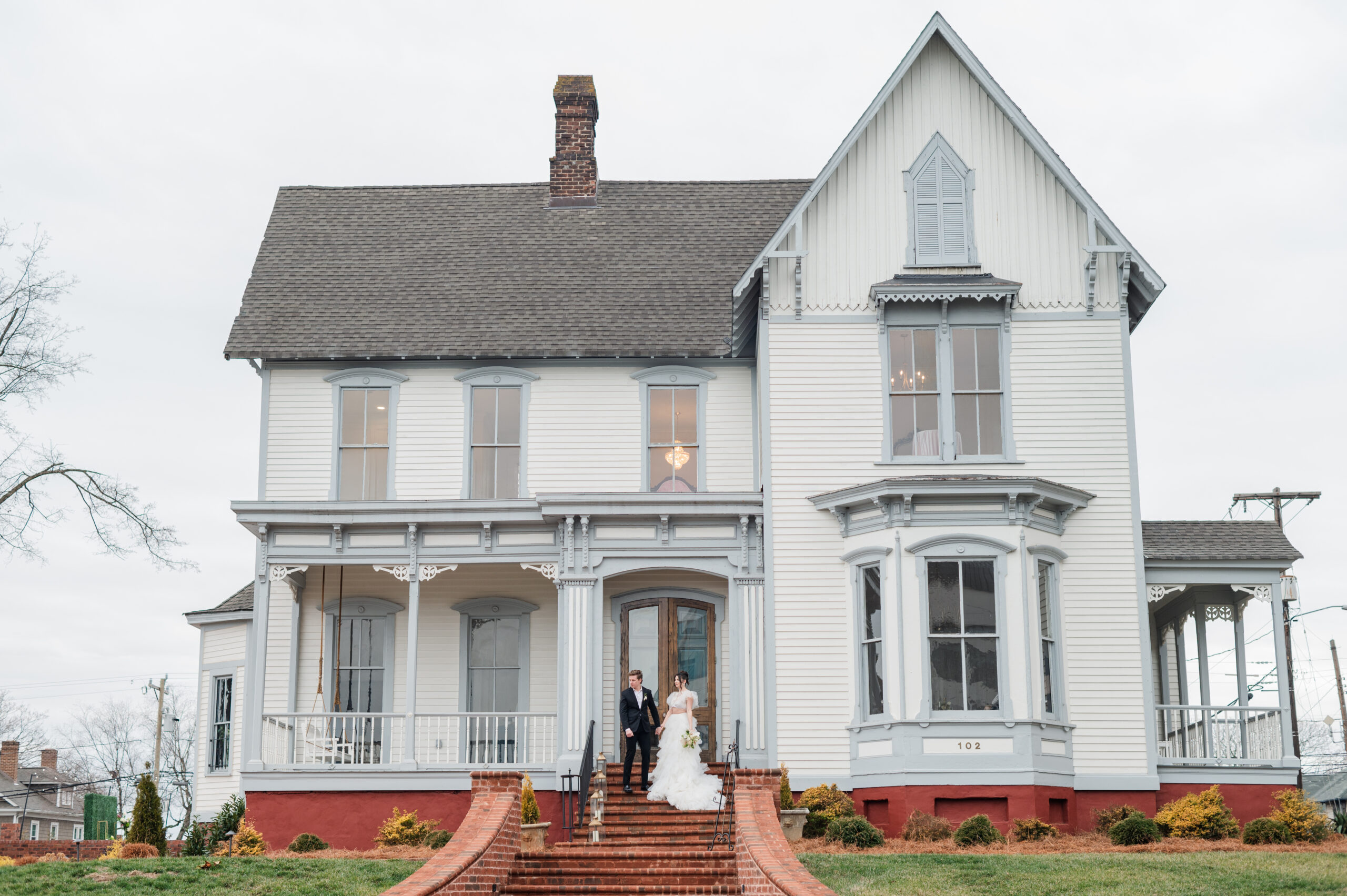 bride and groom editorial shoot the crest house winston salem