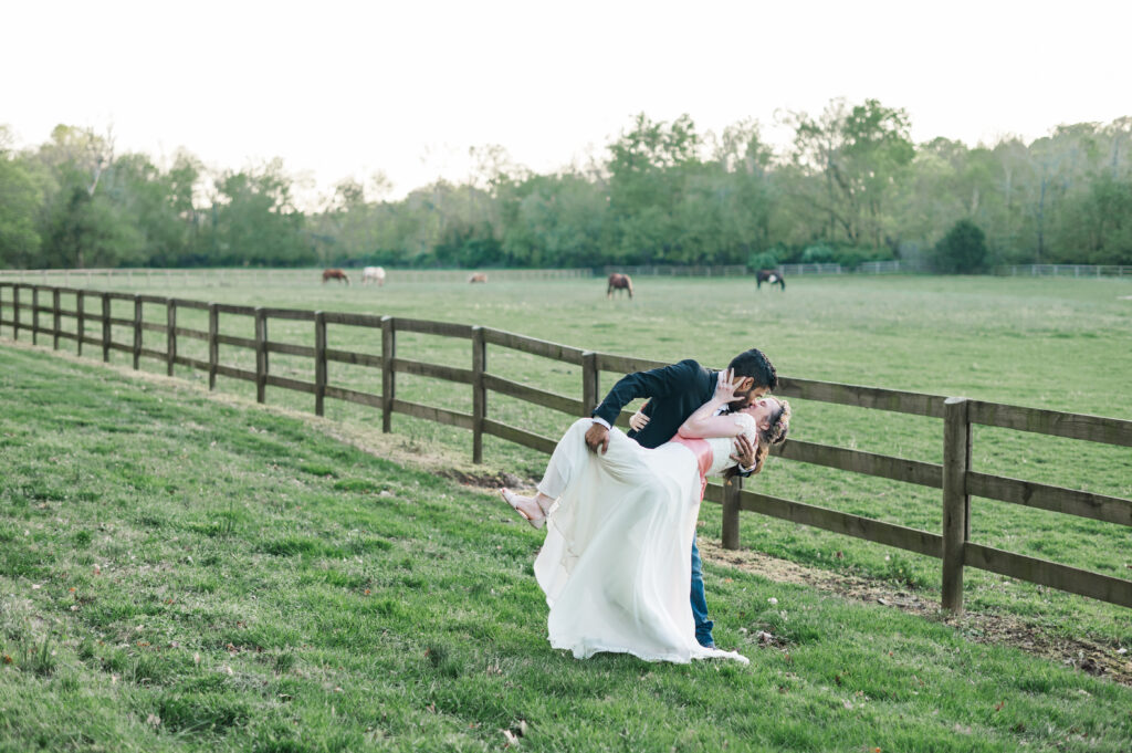 tanglewood park engagement session dip pose