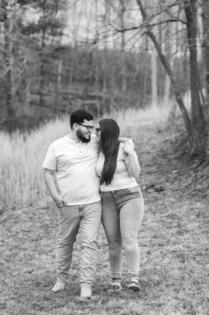 winston salem lake engagement session b/w