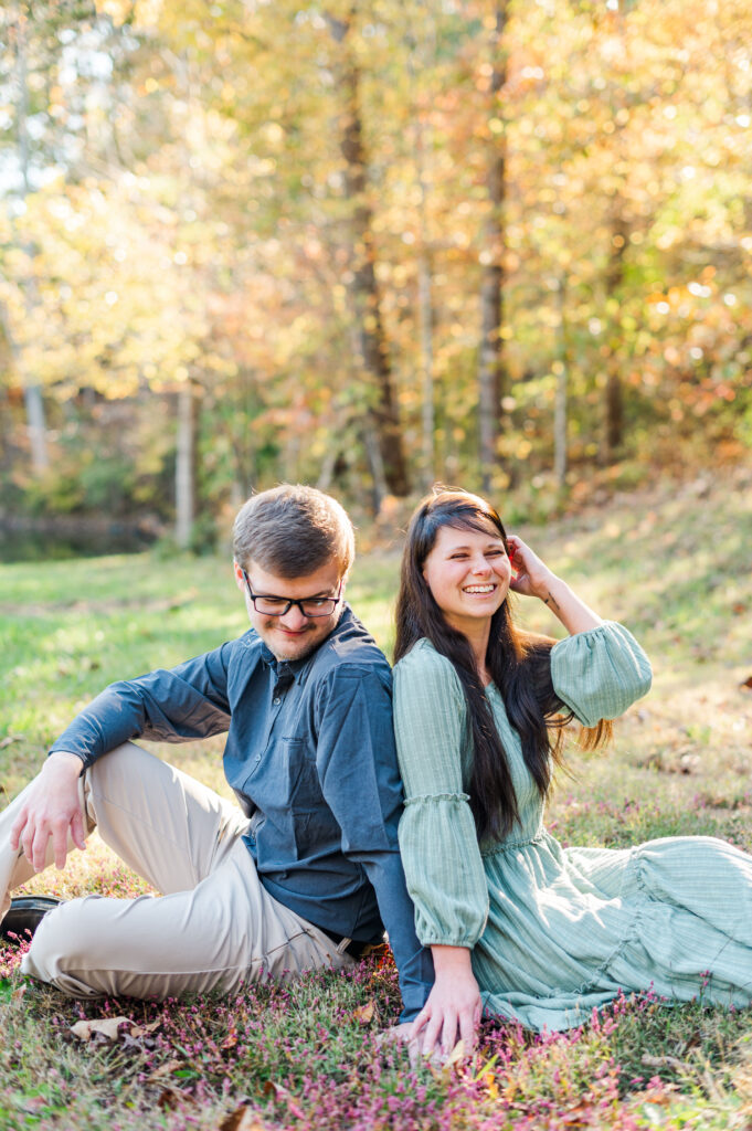 salem lake engagement session couple laughing