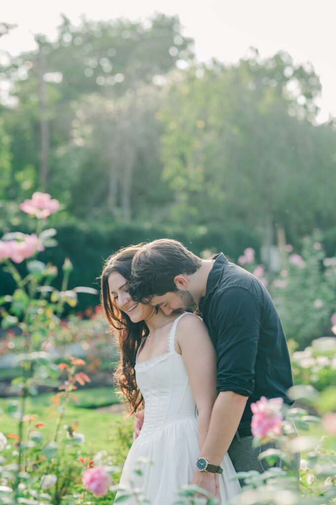 reynolda gardens engagement session rose garden