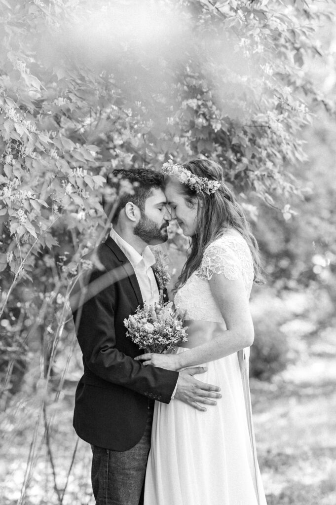 Tanglewood Park Walnut Hall Bride and Groom Black and White