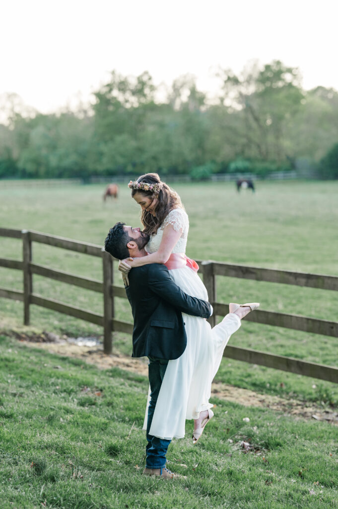 Tanglewood Park Sunset Portraits Bride and Groom