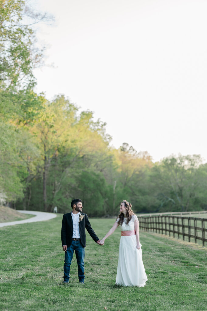 Tanglewood Park Sunset Portraits Bride and Groom