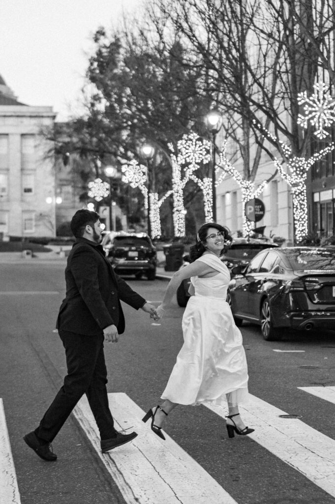 downtown raleigh elopement Christmas