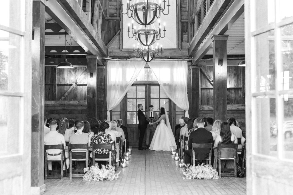 Indoor wedding ceremony at summerfield farms