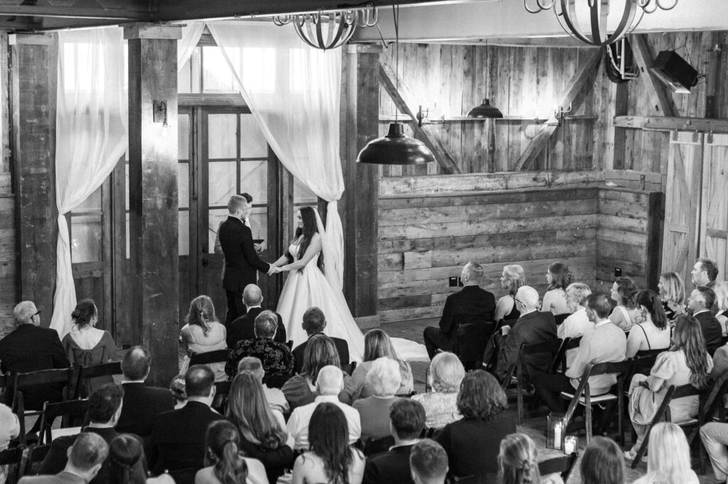 Indoor wedding ceremony at summerfield farms