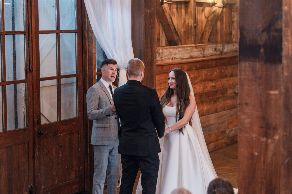 Indoor wedding ceremony at summerfield farms
