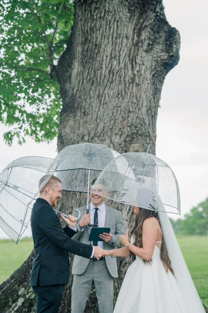 Summerfield farms wedding ceremony rainy