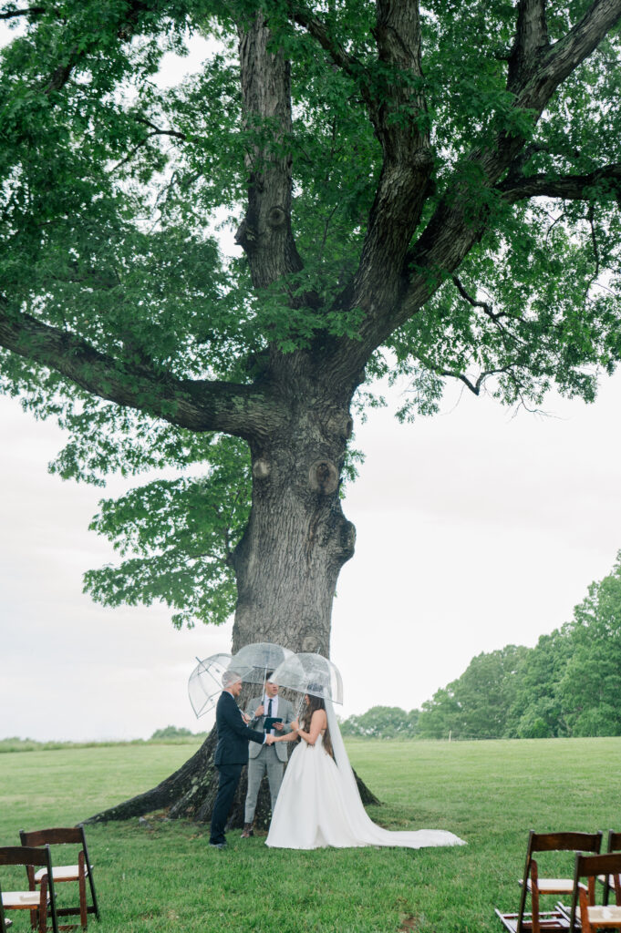 Summerfield farms wedding ceremony rainy