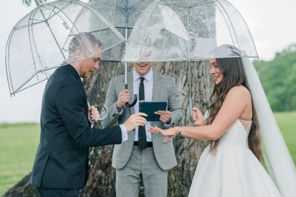 Summerfield farms wedding ceremony rainy