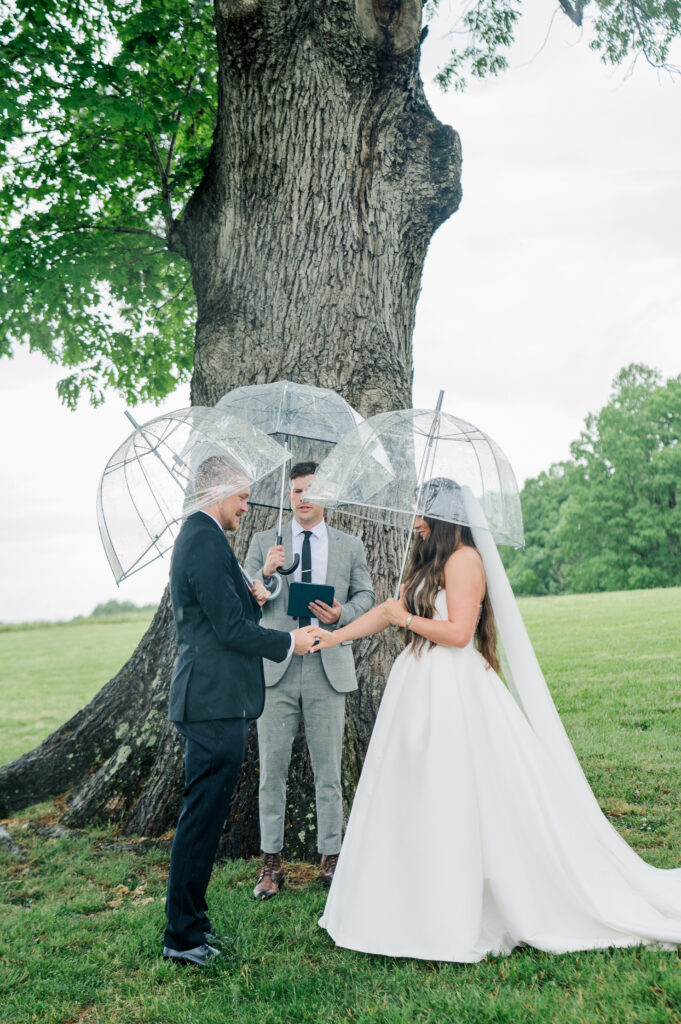 Summerfield farms wedding ceremony under oak tree