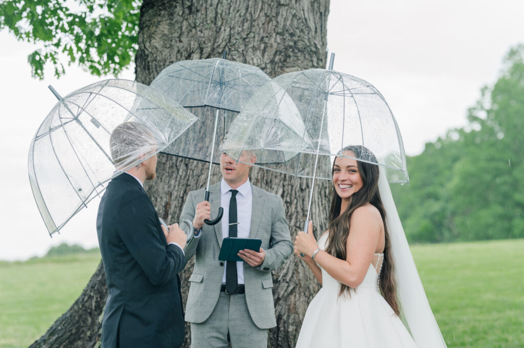 Summerfield farms wedding ceremony under oak tree