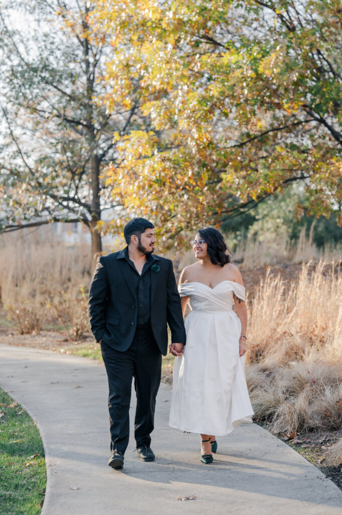 raleigh elopement bride and groom