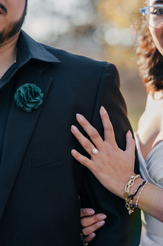 raleigh elopement bride and groom ring detail