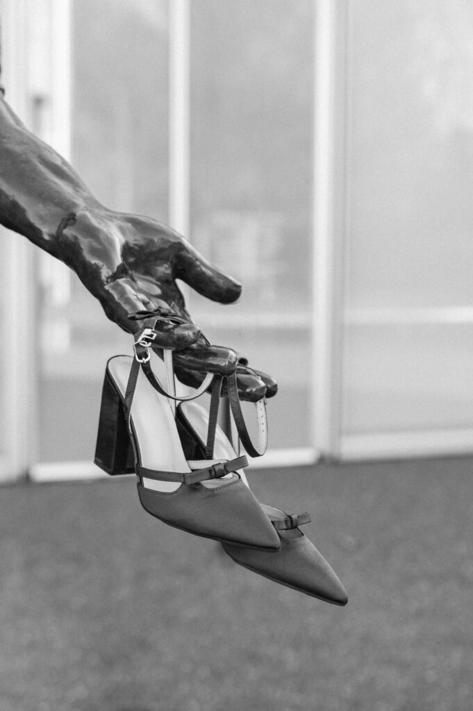 raleigh elopement details shoes black and white