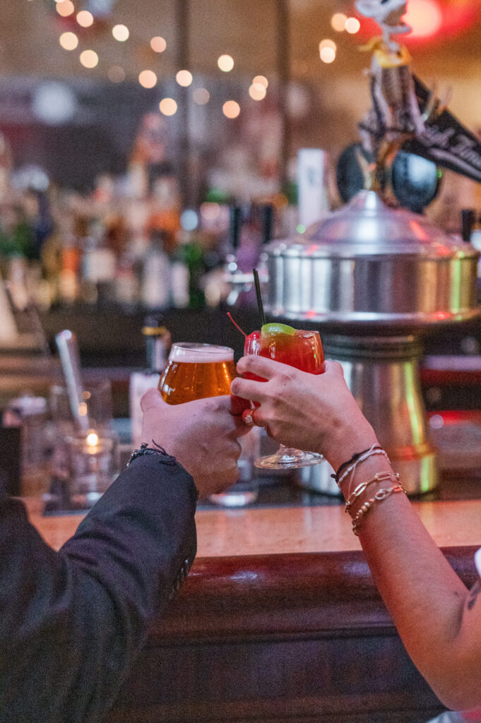 bride and groom bar photos