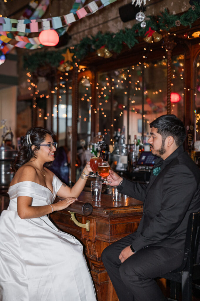 bride and groom bar photos