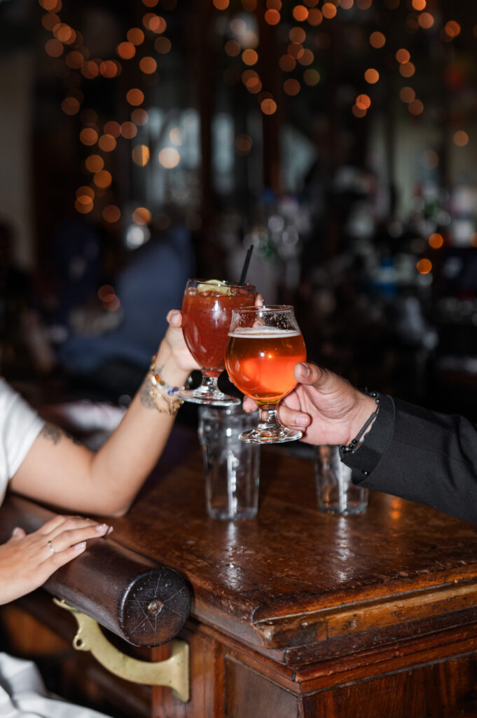 bride and groom bar photos