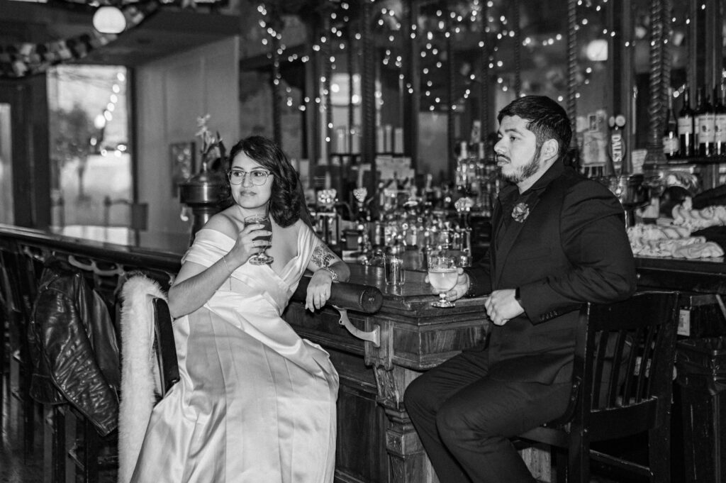 bride and groom bar photos