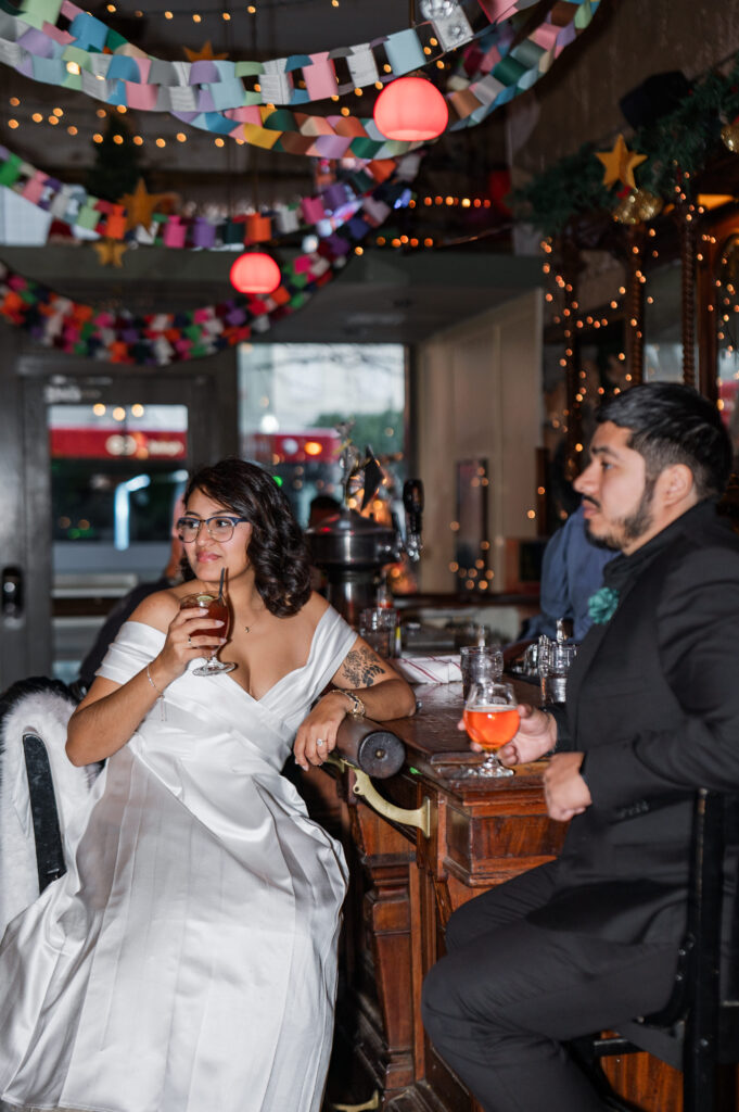 bride and groom bar photos