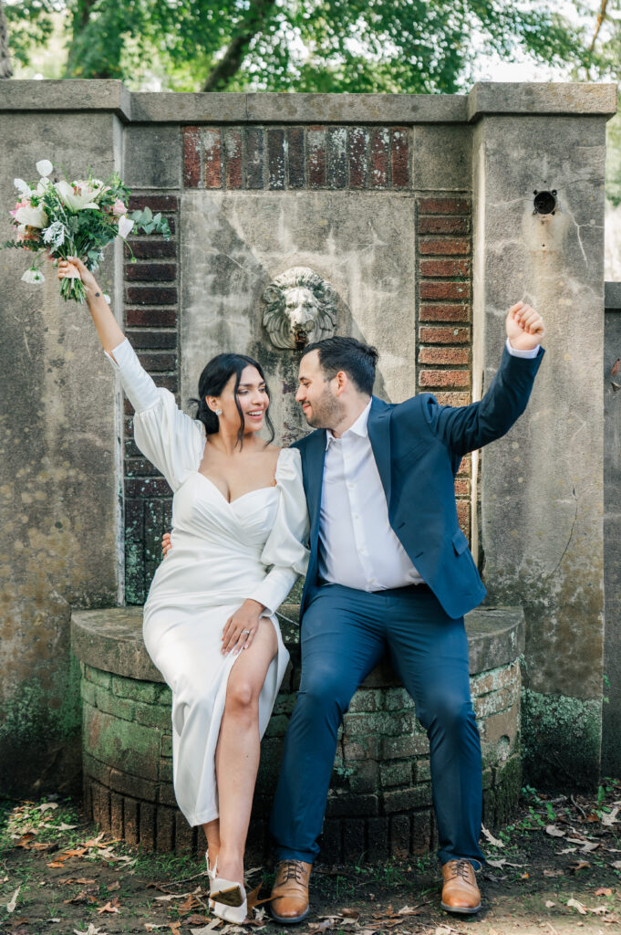 Bride and Groom eloping at Reynolda Gardens