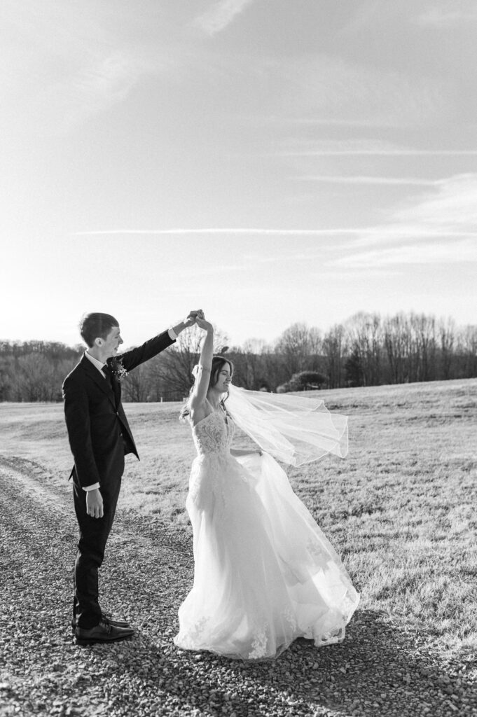 Bride and groom sunset portraits