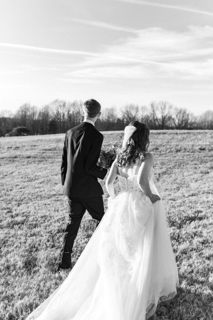 bride and groom walking