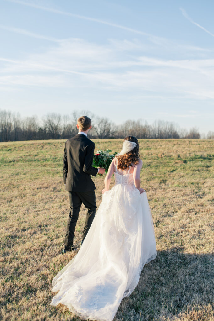 bride and groom walking