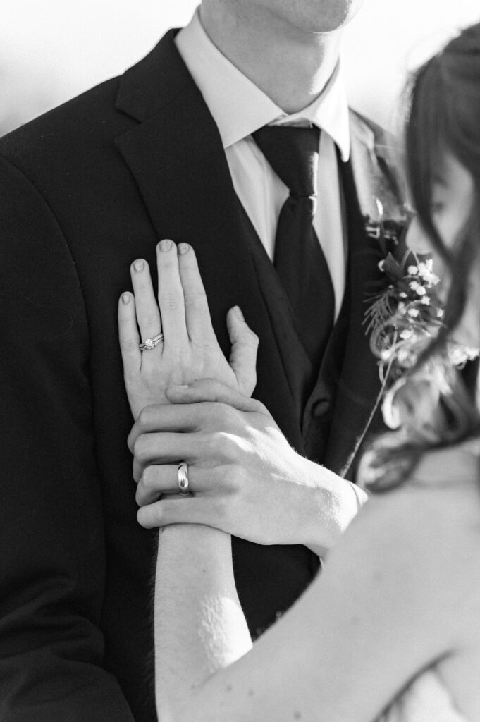 Bride and groom b/w portraits