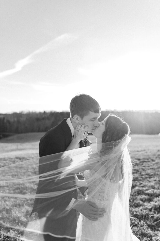 Bride and groom golden hour portraits