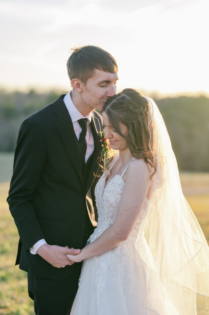 Bride and groom golden hour portraits
