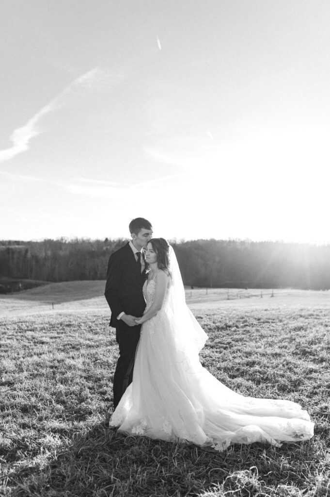 Bride and groom golden hour portraits