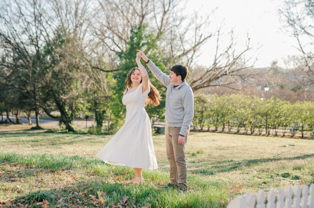 Spring engagement session in Old Salem North Carolina