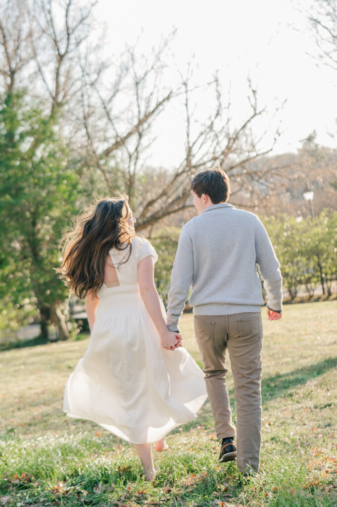 Spring engagement session at Old Salem Gardens